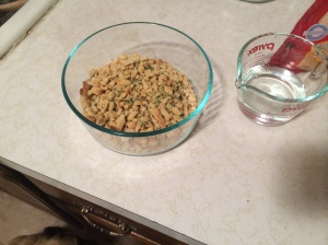 combine stuffing mix and water